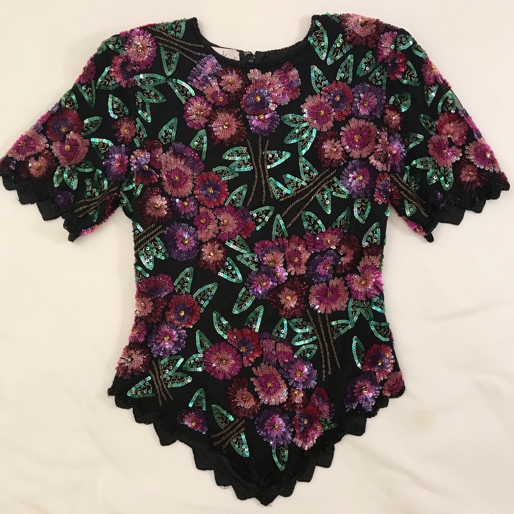Lawrence Kazan, New York City Exquisite Sequined Beaded Top! NWOT